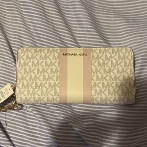 Michael Kors Signature Cream and Tan Wallet
